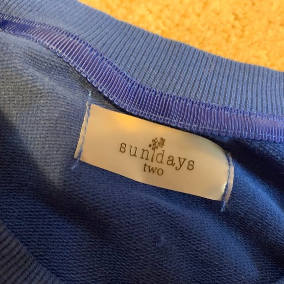 Sundays Two Blue Double Side Zipper Sweatshirt Mini Dress or Long Tunic - Picture 11 of 13